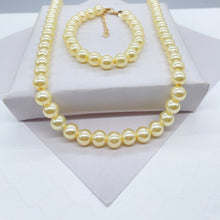 Load image into Gallery viewer, 18k Gold Filled 8mm Beaded Cream Colored Pearl Set