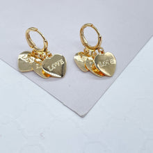 Load image into Gallery viewer, 18k Gold Filled Chandelier Earrings With Double Side Charms of “Love & Amor”