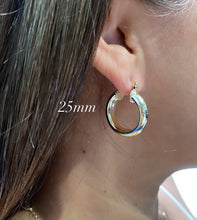 Load image into Gallery viewer, 18k Gold Filled Thick Flat Inside Hoop Earrings, Plain Gold Fat