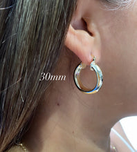 Load image into Gallery viewer, 18k Gold Filled Thick Flat Inside Hoop Earrings, Plain Gold Fat