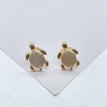 Load image into Gallery viewer, 18k Gold Filled Textured Baby Turtle Studs