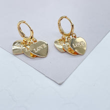 Load image into Gallery viewer, 18k Gold Filled Chandelier Earrings With Double Side Charms of “Love & Amor”