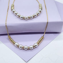 Load image into Gallery viewer, 18k Gold Filled Delicate Pearl Set With Puffy Disks and Pearls