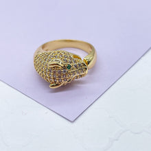 Load image into Gallery viewer, 18k Gold Filled Adjustable Pave Panther Head Ring