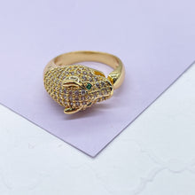 Load image into Gallery viewer, 18k Gold Filled Adjustable Pave Panther Head Ring