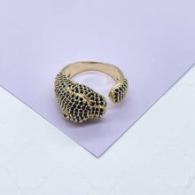 Load image into Gallery viewer, 18k Gold Filled Adjustable Pave Panther Head Ring