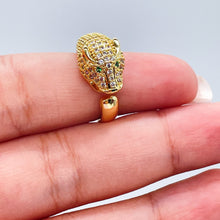 Load image into Gallery viewer, 18k Gold Filled Adjustable Pave Panther Head Ring
