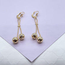 Load image into Gallery viewer, 18k Gold Filled Tri-Color and Plain Gold Dangle Beaded Earrings