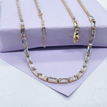 Load image into Gallery viewer, 18k Gold Filled Baguette Zirconia Rectangular Set
