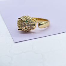 Load image into Gallery viewer, 18k Gold Filled Adjustable Pave Panther Head Ring