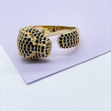 Load image into Gallery viewer, 18k Gold Filled Adjustable Pave Panther Head Ring