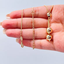 Load image into Gallery viewer, 18k Gold Filled Tri-Color and Plain Gold Dangle Beaded Necklace