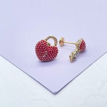 Load image into Gallery viewer, 18k Gold Filled Heart and Lock Earring