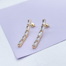 Load image into Gallery viewer, 18k Gold Filled Baguette Zirconia Rectangular Set