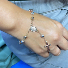 Load image into Gallery viewer, 18k GoldFilled Tri-Colored Rosary Bracelet With Virgin Mary Charm