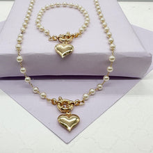 Load image into Gallery viewer, 18k Gold Filled Kids Pearl Choker with Heart Pendant Set