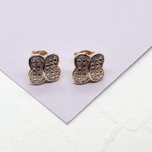 Load image into Gallery viewer, 18k Gold Filled Puffy Butterfly Stud Earrings