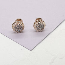 Load image into Gallery viewer, 18k Gold Filled Circle Pave Earrings
