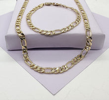 Load image into Gallery viewer, 18k Gold Filled 6mm Figaro Link Set