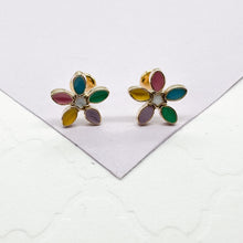 Load image into Gallery viewer, 18k Gold Filled Colorful Flower Stud Earring
