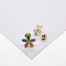 Load image into Gallery viewer, 18k Gold Filled Colorful Flower Stud Earring