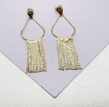 Load image into Gallery viewer, 18k Gold Filled Oval Tear Drop Shaped Chandelier Earring