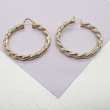 Load image into Gallery viewer, 18k Gold Filled Dial Twisted Hoop Earrings