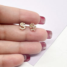 Load image into Gallery viewer, 18k Gold Filled Dollar Sign Stud Earrings