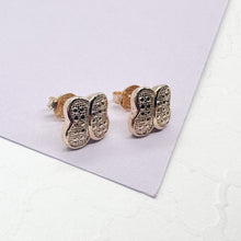 Load image into Gallery viewer, 18k Gold Filled Puffy Butterfly Stud Earrings