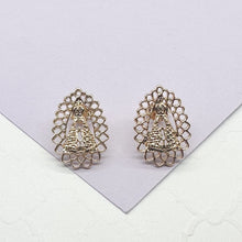 Load image into Gallery viewer, 18k Gold Filled Patterned Virgin Stud Earring