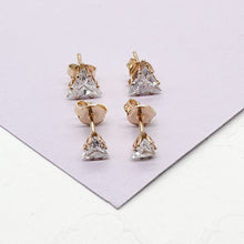 Load image into Gallery viewer, 18k Gold Filled Triangle Zirconia Stud Earrings