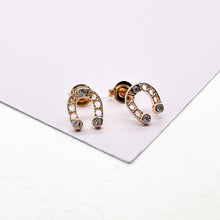 Load image into Gallery viewer, 18k Gold Filled Horse Shoe Zirconia Stone Stud Earring