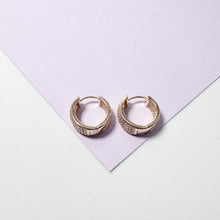 Load image into Gallery viewer, 18k Gold Filled Chunky Pave Huggie Hoop Earrings