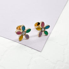 Load image into Gallery viewer, 18k Gold Filled Colorful Flower Stud Earring