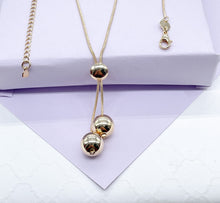 Load image into Gallery viewer, 18k Gold Filled Tri-Color and Plain Gold Dangle Beaded Necklace