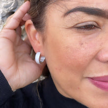 Load image into Gallery viewer, 18k Gold Filled Chunky Pave Huggie Hoop Earrings