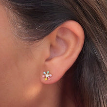 Load image into Gallery viewer, 18k Gold Filled Colorful Flower Stud Earring