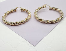 Load image into Gallery viewer, 18k Gold Filled Dial Twisted Hoop Earrings