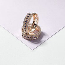Load image into Gallery viewer, 18k Gold Filled Pave Hoops With 1 Row of colorful Stones