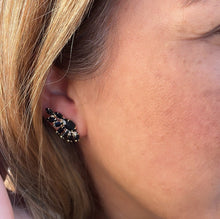 Load image into Gallery viewer, 18k Gold Filled Wing Designed Earring With Black Stones