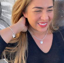 Load image into Gallery viewer, Silver Filled Rolo Link Set With Lock Pendant