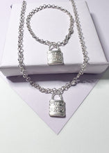 Load image into Gallery viewer, Silver Filled Rolo Link Set With Lock Pendant