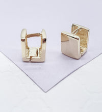 Load image into Gallery viewer, 18k Gold Filled Smooth Plain Square Huggies, Wrap Around Earring