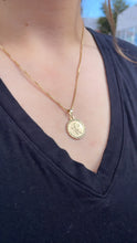 Load image into Gallery viewer, 18k Gold Filled Medallion Charm Pendant With engraved Angel in Center