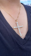 Load image into Gallery viewer, 18k Gold Filled Faux all around Pearl Style Cross Pendant in two sizes