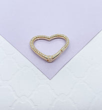 Load image into Gallery viewer, 18k Gold Filled Pave Heart Clasps