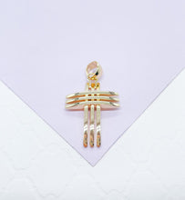 Load image into Gallery viewer, 18k Gold Filled 3 Rows Solid Dome Cross