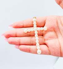 Load image into Gallery viewer, 18k Gold Filled Faux all around Pearl Style Cross Pendant in two sizes
