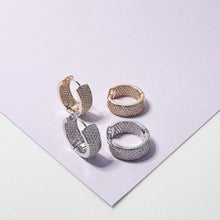 Load image into Gallery viewer, 18k Gold Filled Chunky Pave Huggie Hoop Earrings