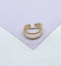 Load image into Gallery viewer, 18k Gold Filled Plain 3 Row Earring Cuff